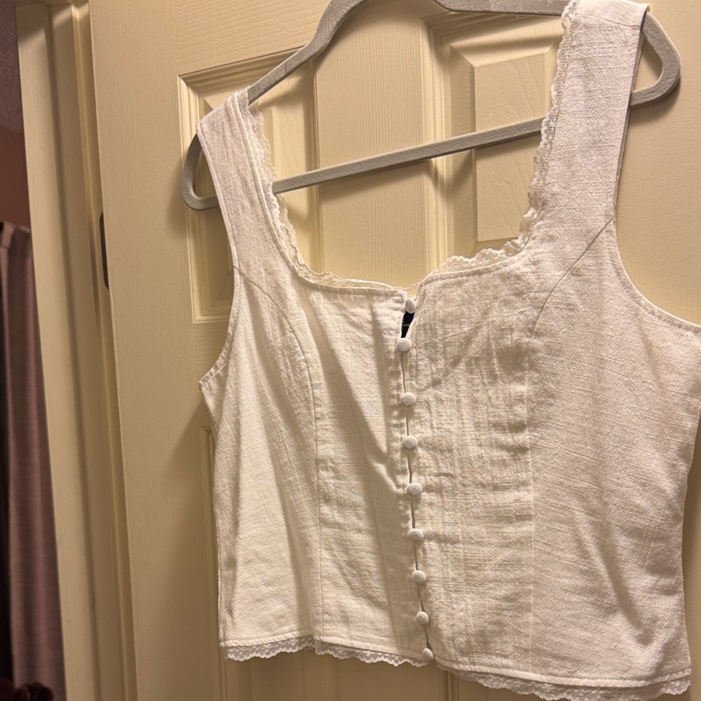 Forever 21 Cream Button-Front Blouse